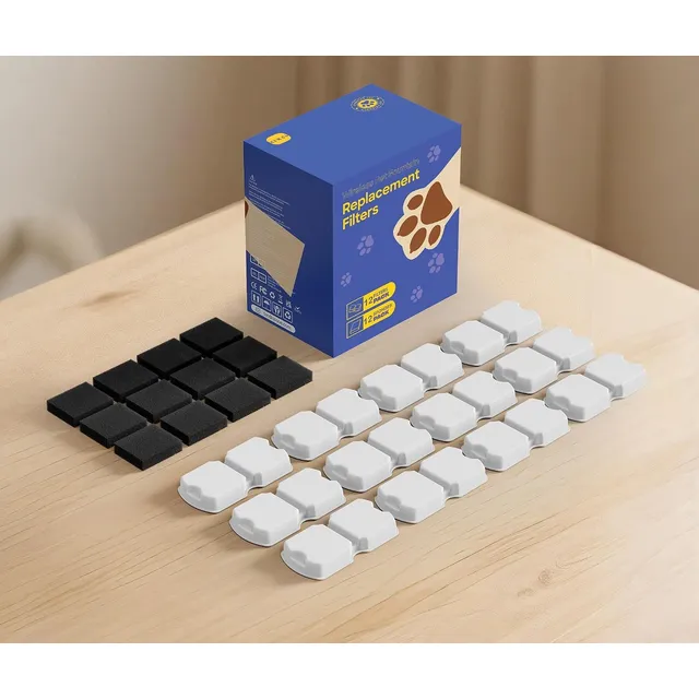 ATMZIQXR S18 Replacement Filters (Carbon + Sponge) – 24 pcs: 12 filters + 12 sponges
